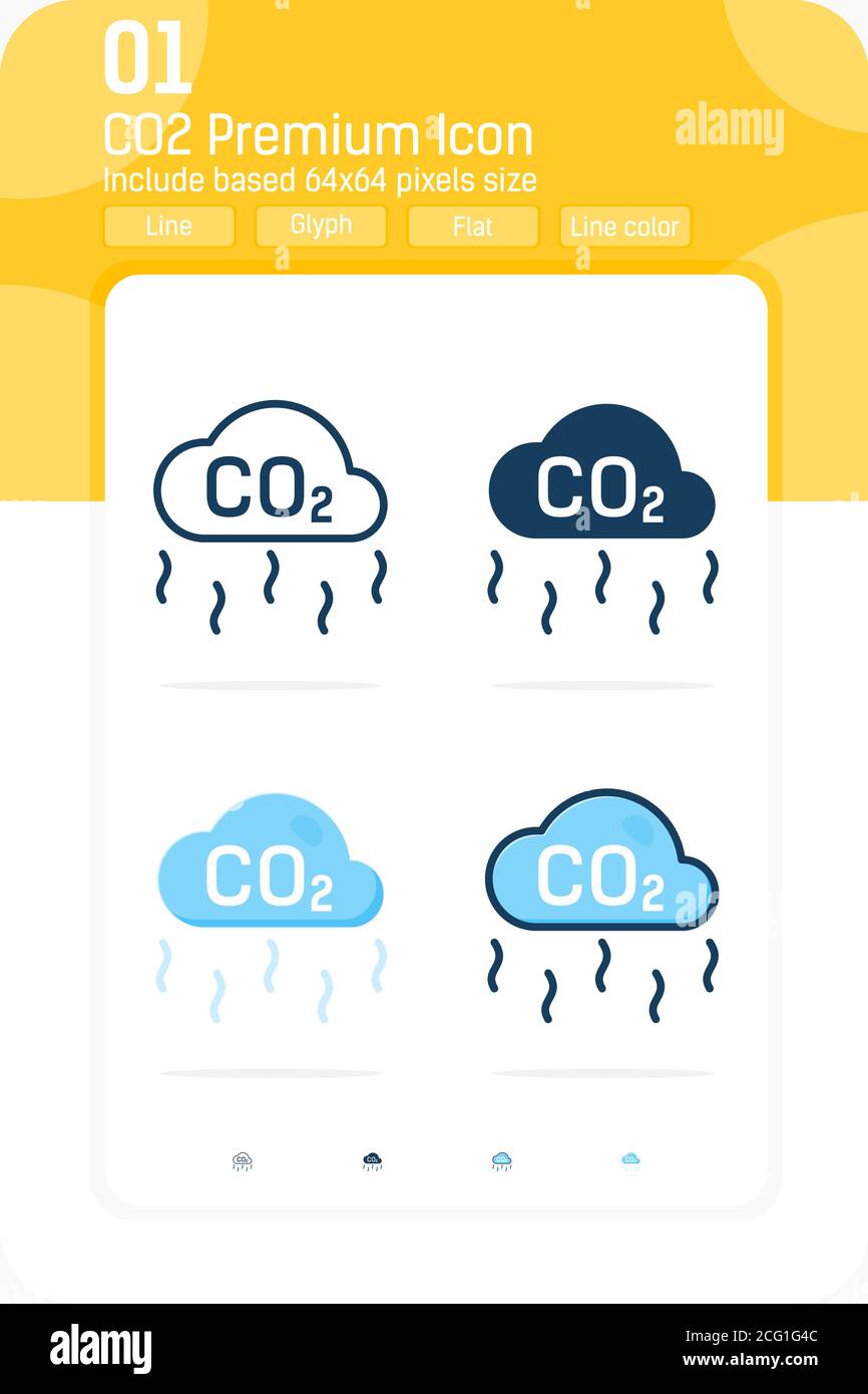 Icône CO2 Premium avec plusieurs styles isolés sur fond blanc de la collection Ecology. Concept d'illustration de vecteur de formule de dioxyde de carbone Illustration de Vecteur