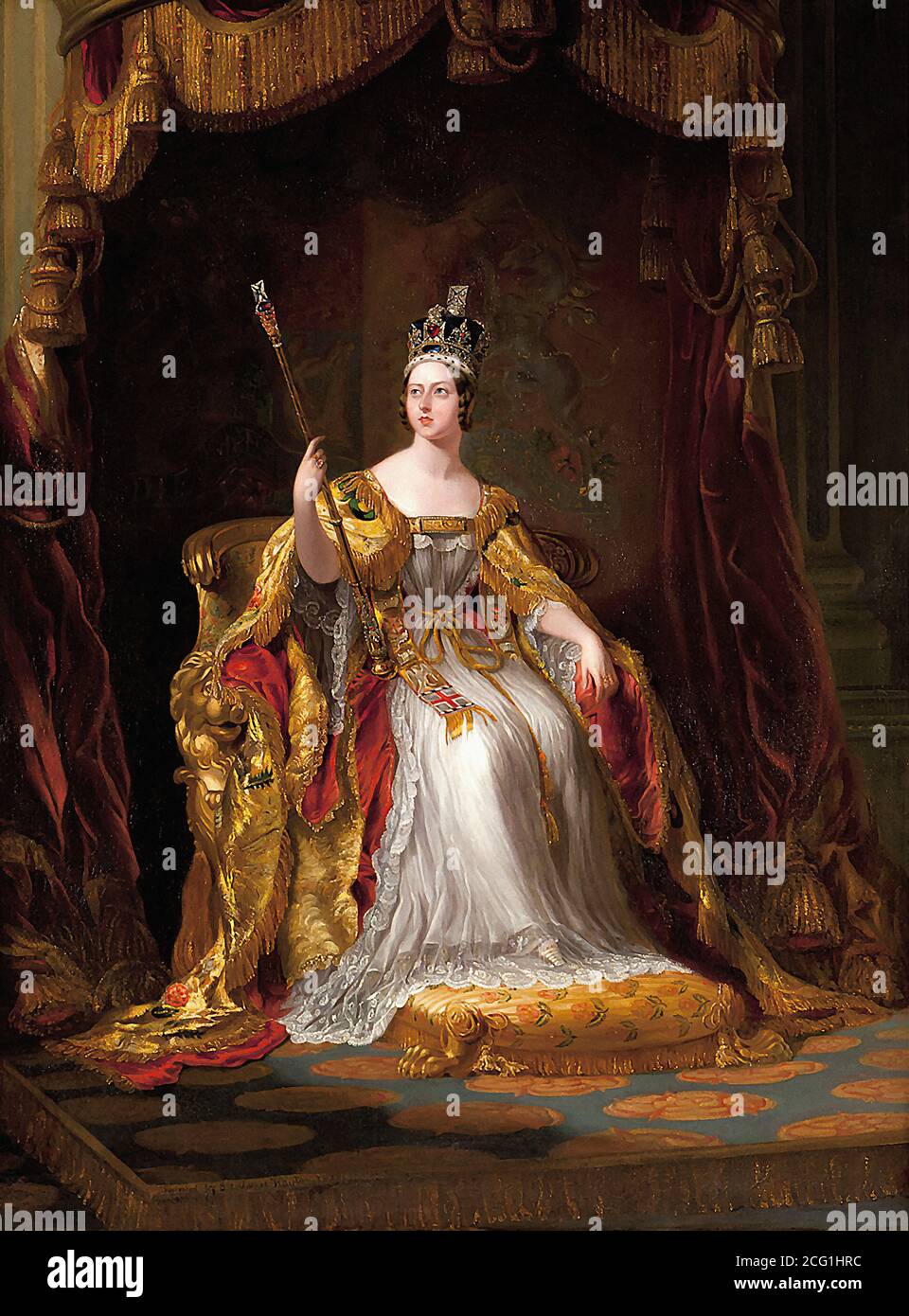 Hayter George - Queen Victoria en robes de Coronation - Britannique École - 19e siècle Banque D'Images