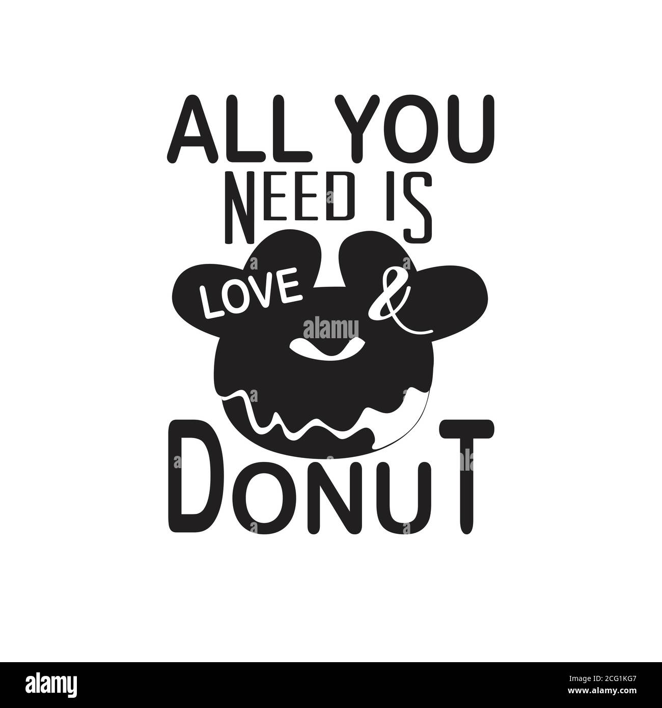 Donuts citer et dire bon pour t shirt. Tout ce dont vous avez besoin est des beignets d'amour Illustration de Vecteur