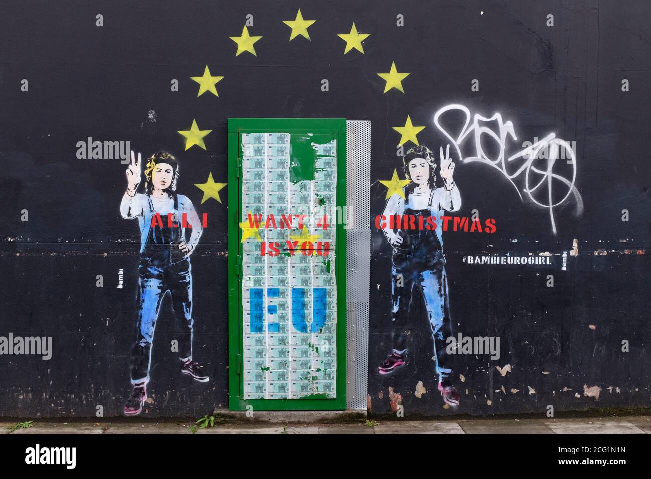 Pro UE, anti Brexit Street Art, Bayham Street, Londres, Royaume-Uni. 30 août 2017 Banque D'Images