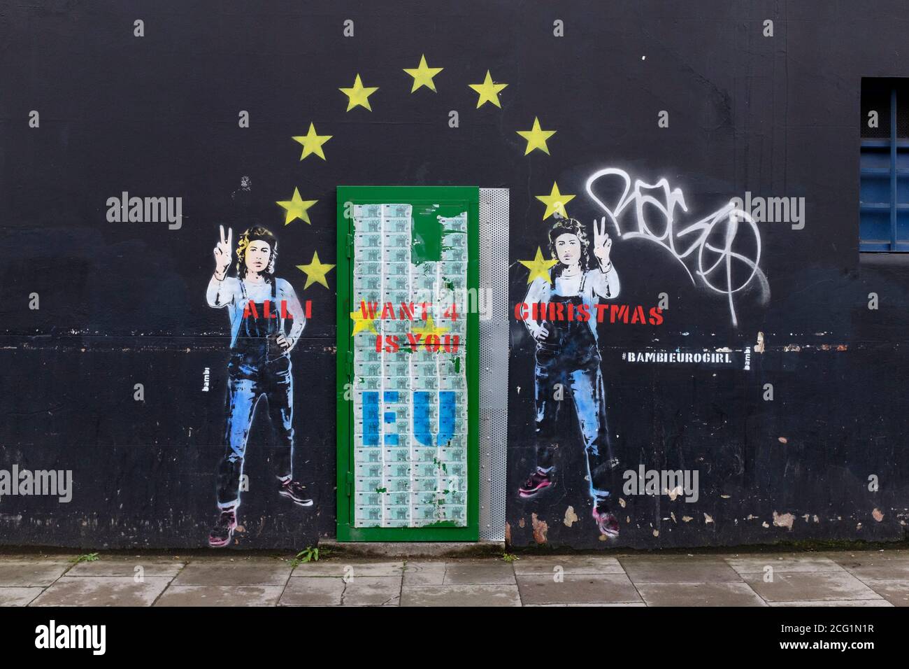 Pro UE, anti Brexit Street Art, Bayham Street, Londres, Royaume-Uni. 30 août 2017 Banque D'Images