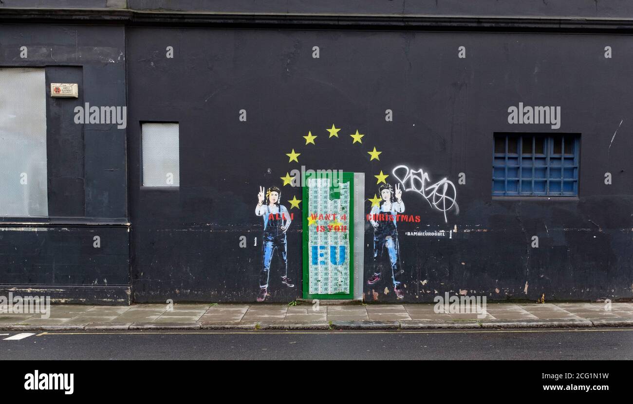 Pro UE, anti Brexit Street Art, Bayham Street, Londres, Royaume-Uni. 30 août 2017 Banque D'Images