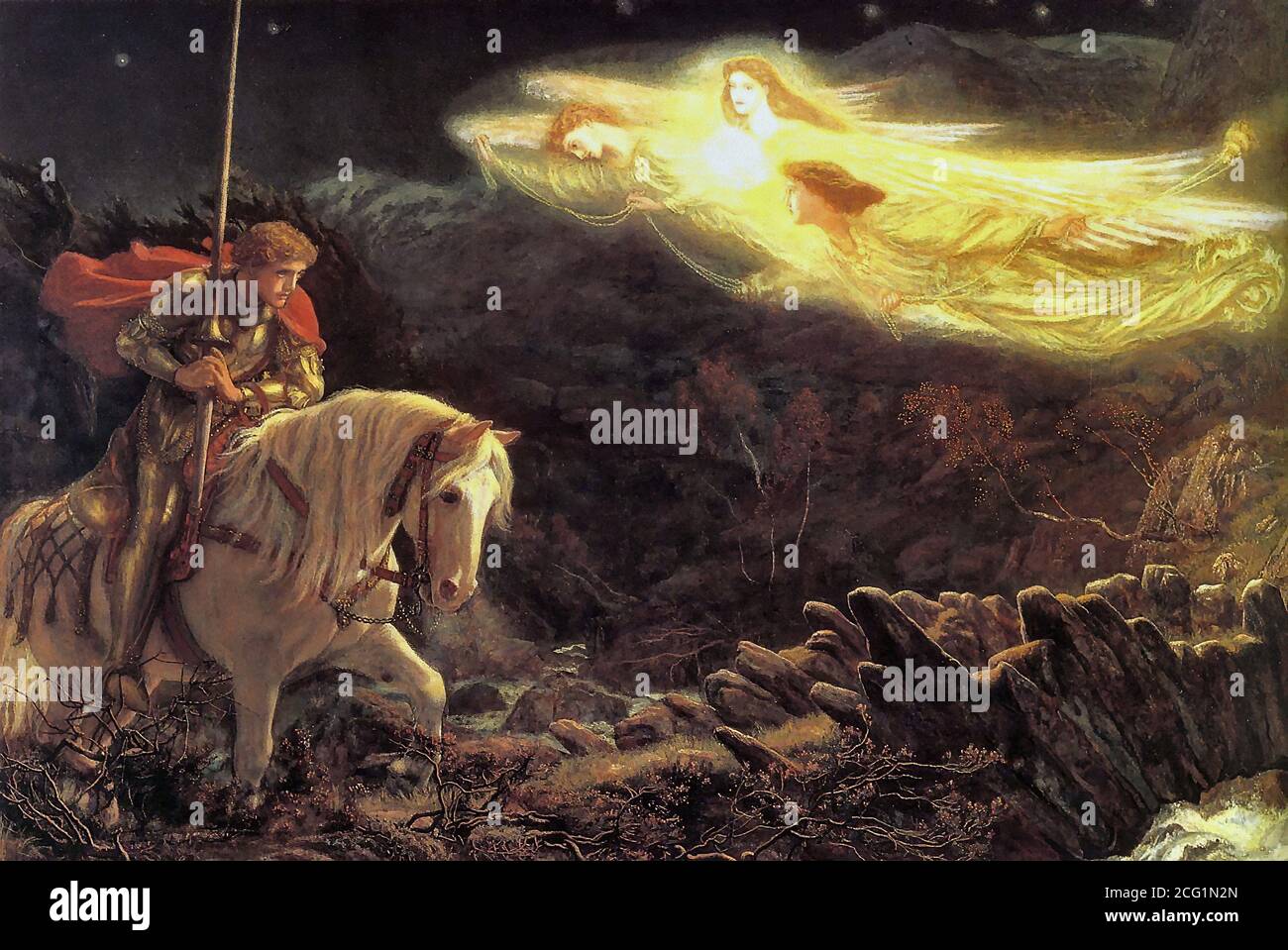 Hughes Arthur - Sir Galahad - la quête de la Saint Graal 2 - British School - 19e siècle Banque D'Images