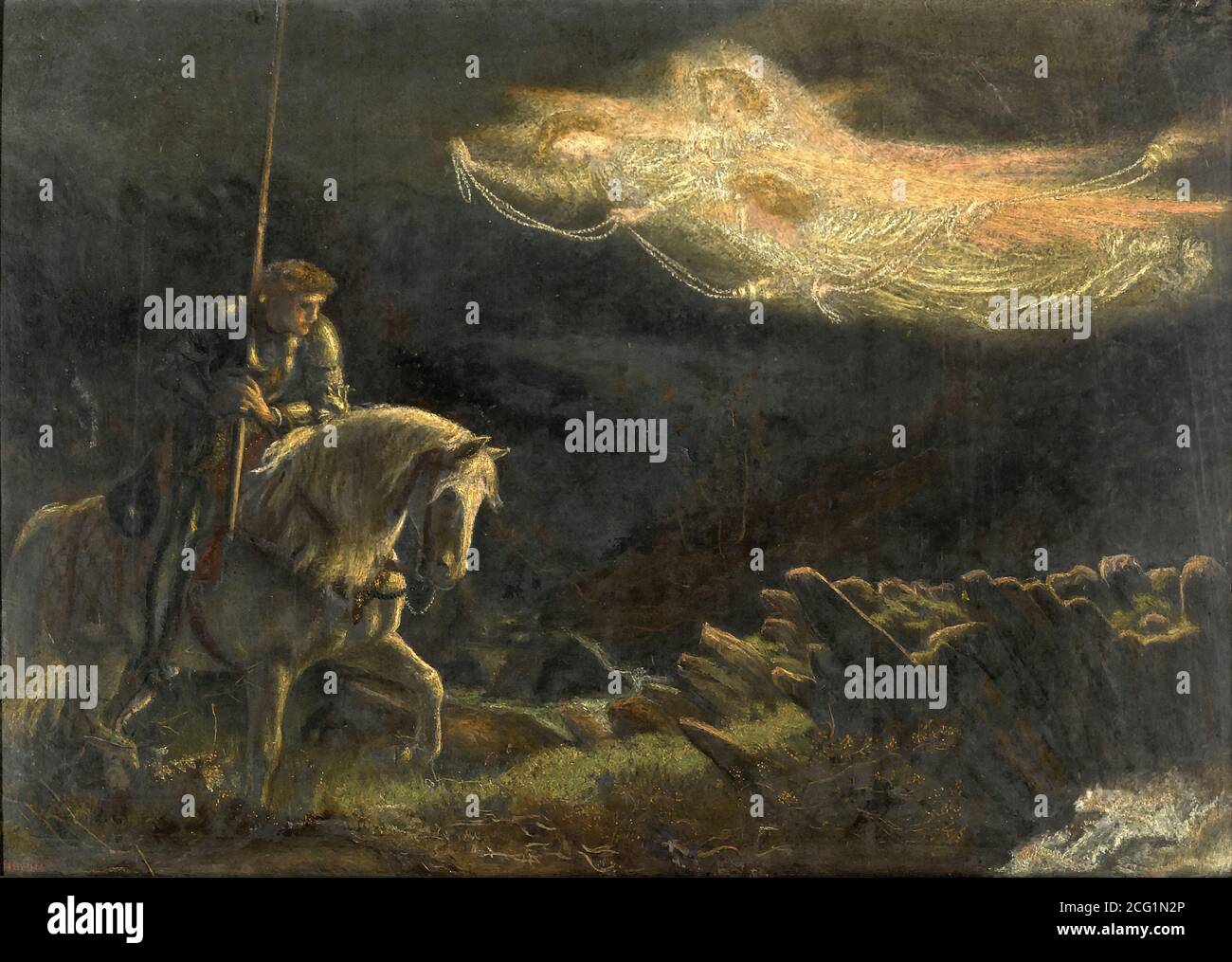 Hughes Arthur - Sir Galahad - la quête de la Saint Graal 1 (Etude) - British School - 19e siècle Banque D'Images