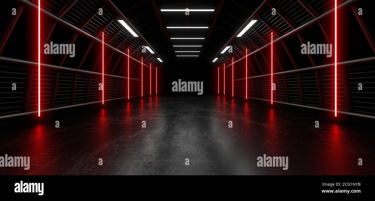Forme géométrique lumineuse colorée sur fond noir. Réflexion floue sur le sol. image de rendu 3d. Banque D'Images