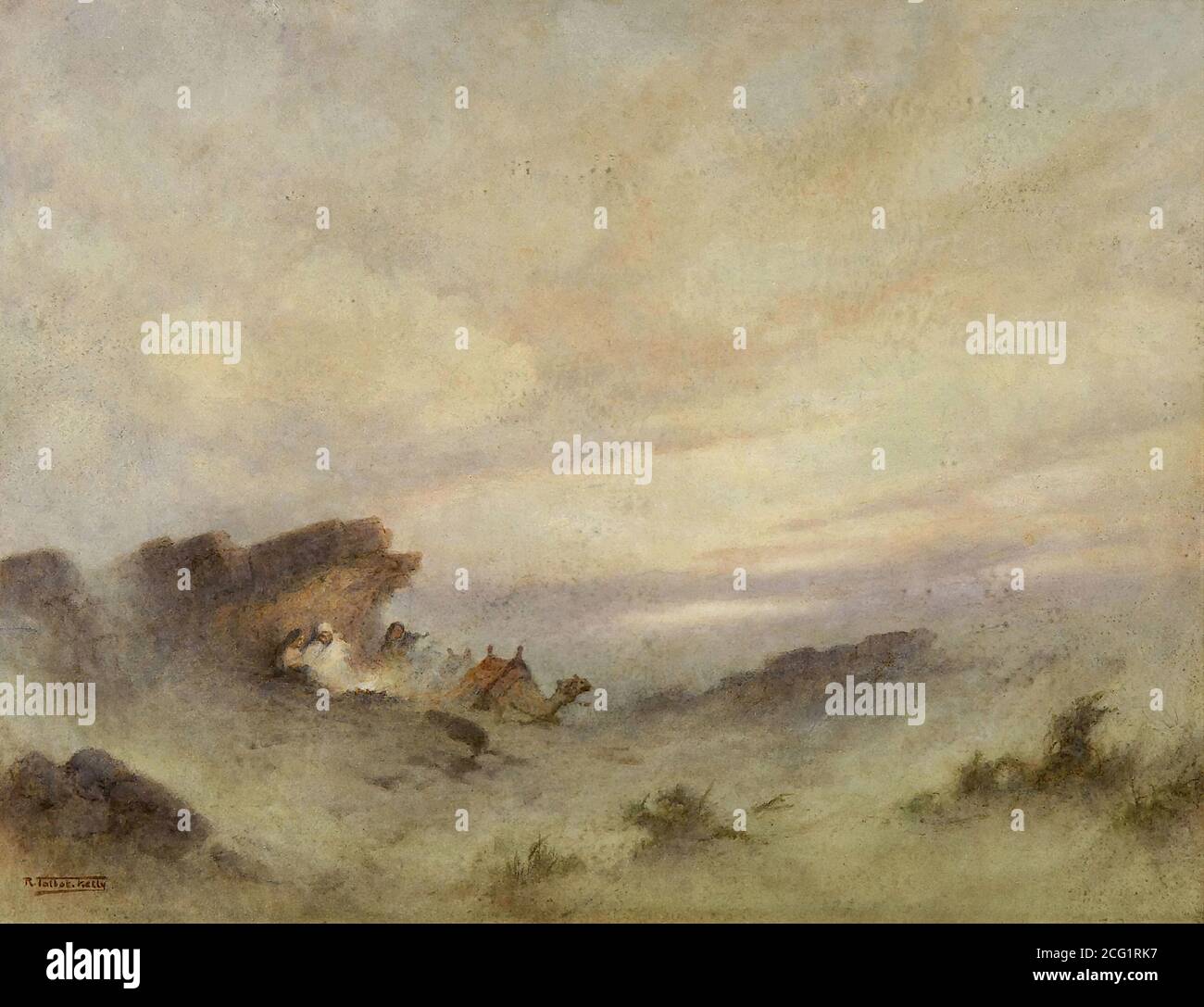 Kelly Robert George Talbot - un feu de camp bédouin - British School - 19e siècle Banque D'Images