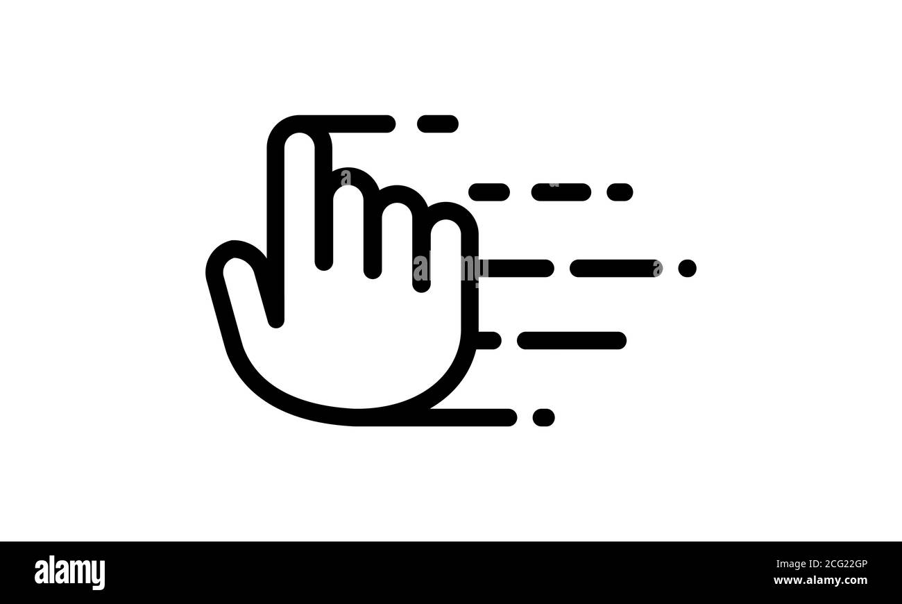 Icône du curseur de la main avec lignes de mouvement. Vecteur sur fond blanc isolé. SPE 10 Illustration de Vecteur