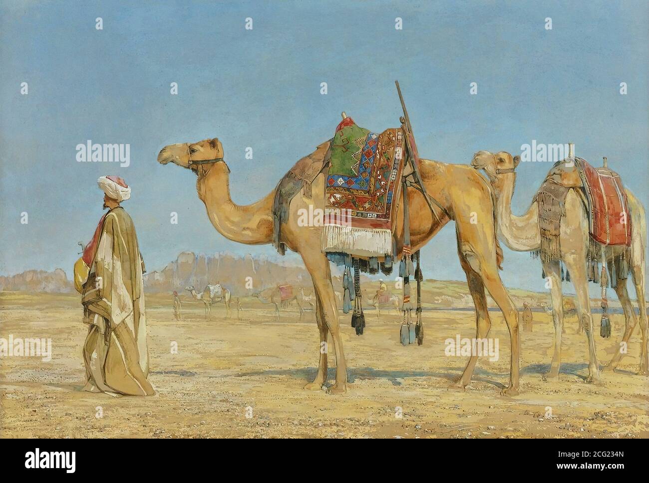 Lewis John Frederick - Bédouin et deux chameaux dans le Desert 1 - British School - 19e siècle Banque D'Images