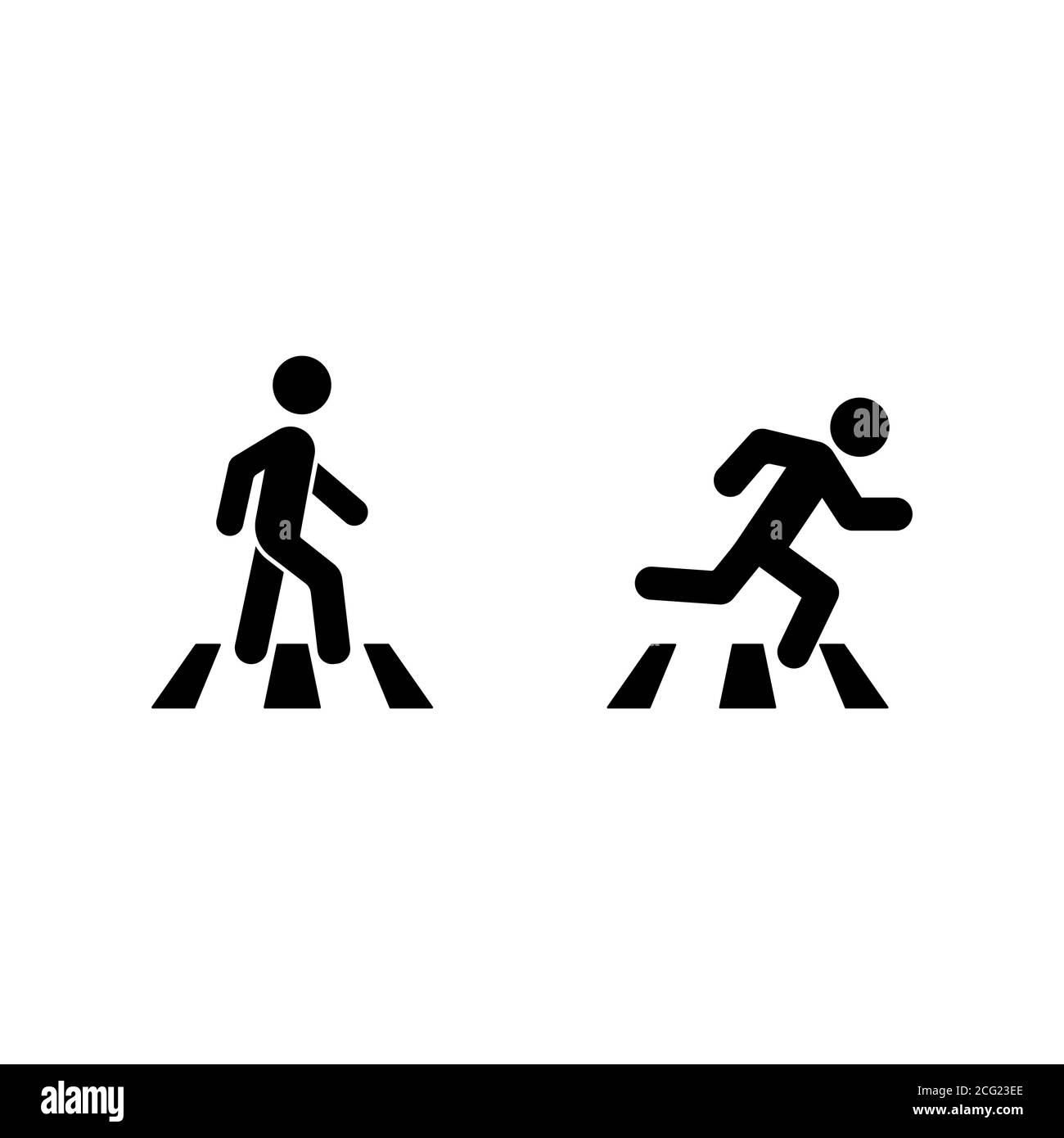 Tableau de concordance. Homme marche et courir de l'autre côté de la route. Le piéton est sur l'icône représentant un zébré. Vecteur sur fond blanc isolé. SPE 10. Illustration de Vecteur