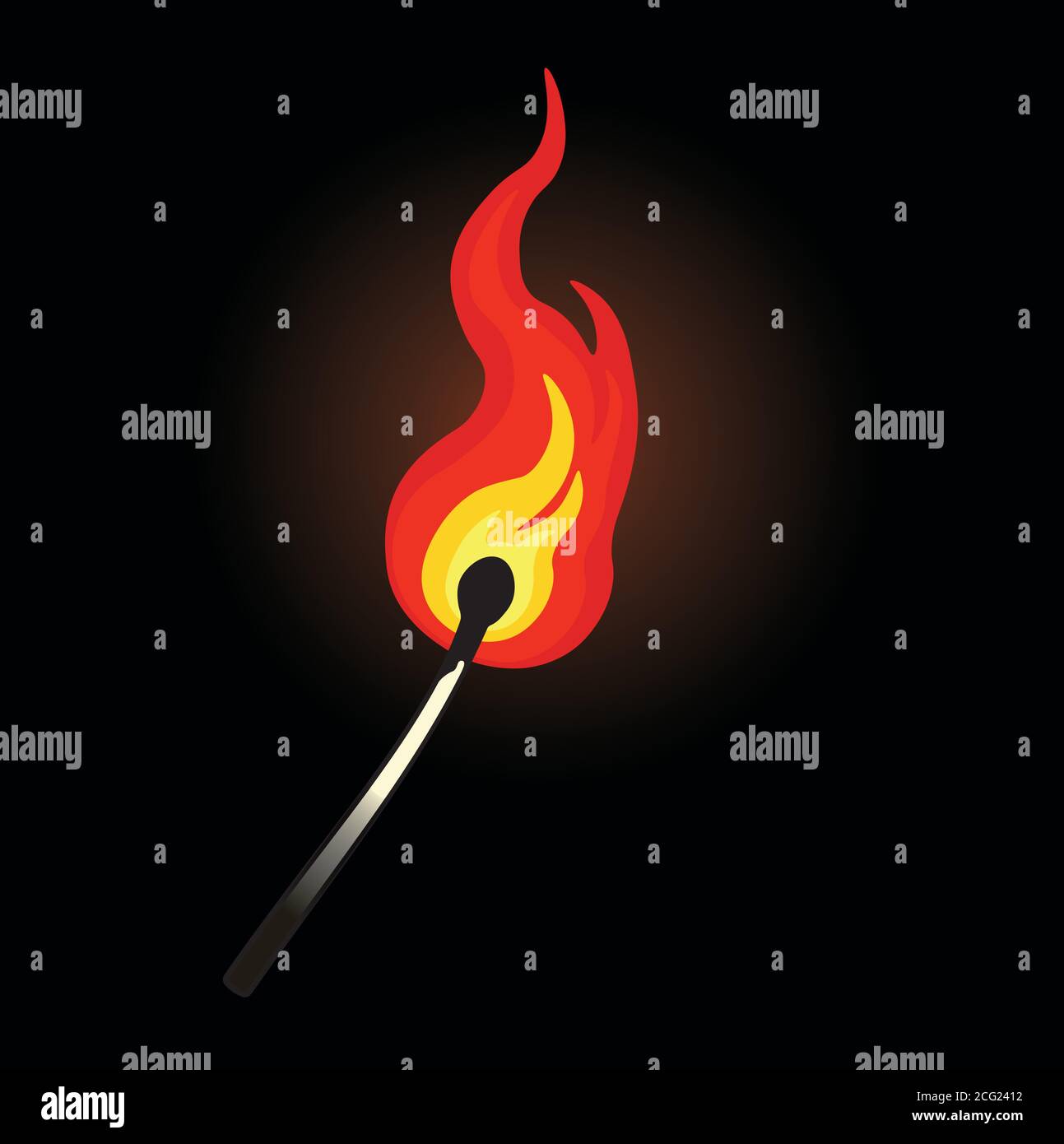 Match Fire isolé sur fond noir Illustration de Vecteur