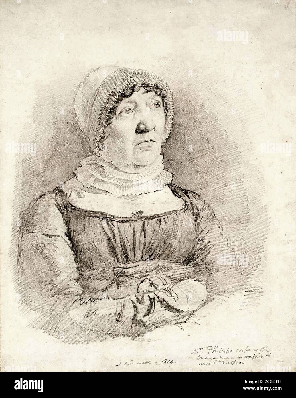 Linnell John - Portrait de Mme Phillips épouse de la China Man Oxford Street - British School - 19e siècle Banque D'Images
