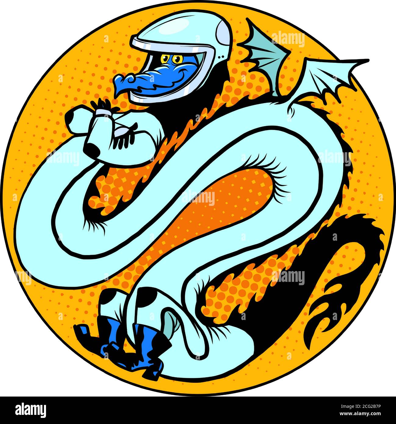 Astronaute Dragon en costume spatial Illustration de Vecteur