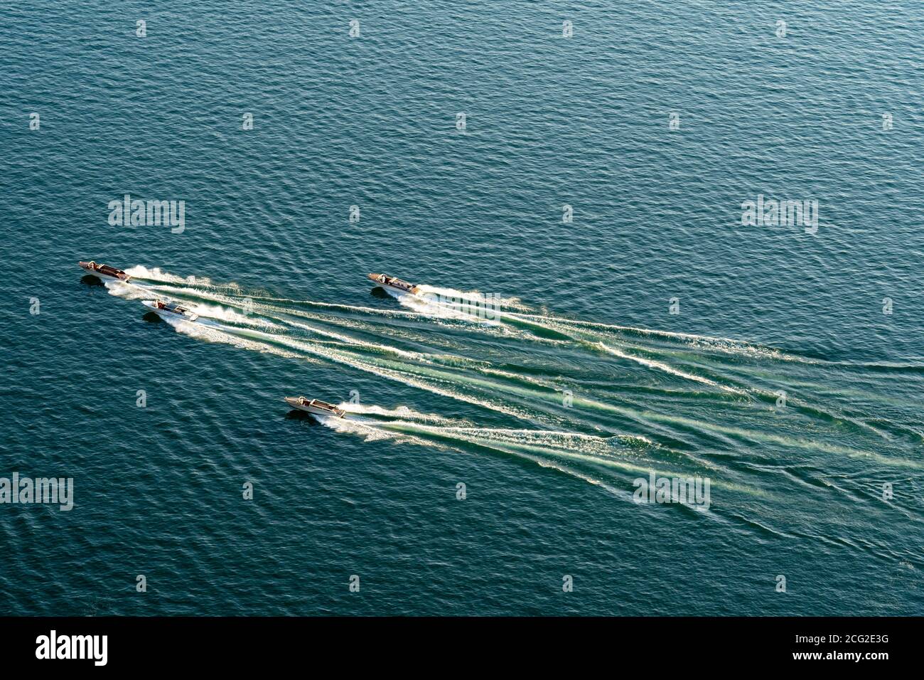 Italie. Lombardie. Lac de Côme. Les célèbres bateaux Riva sur le lac Banque D'Images