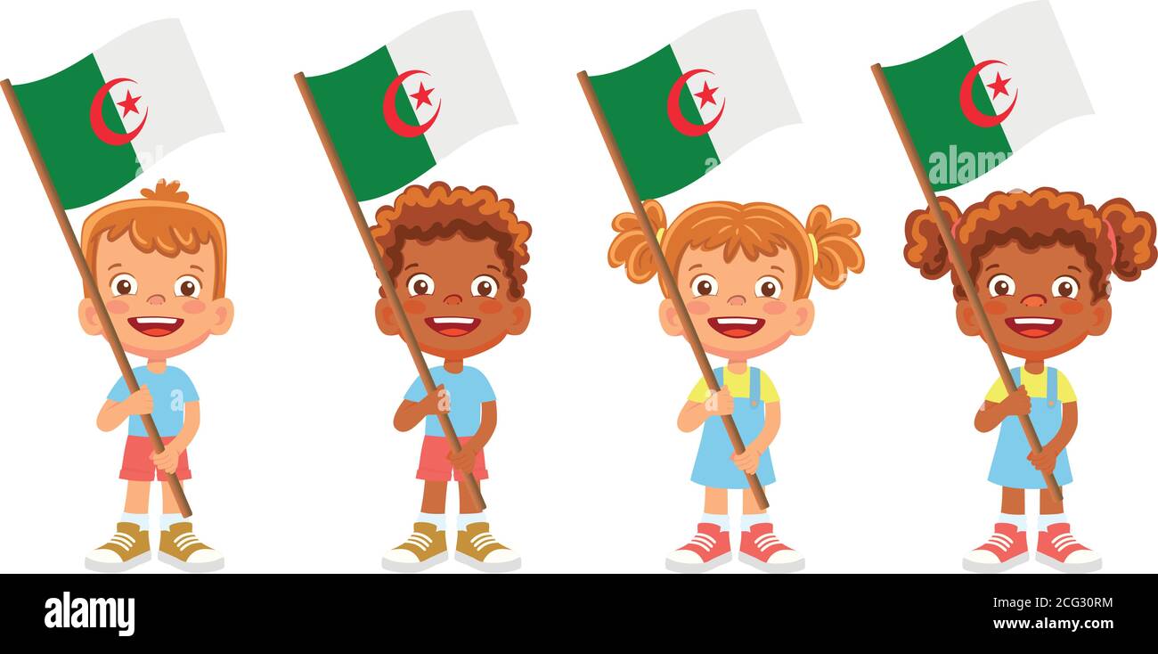 drapeau algérien dans la main Illustration de Vecteur