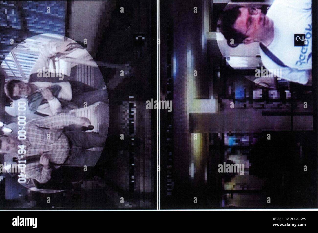 Dossier de la police tiré de vidéos de vidéosurveillance de trois des six hommes emprisonnés aujourd'hui à Old Bailey (WEDS), pour leur implication dans un complot hautement sophistiqué de l'IRA visant à bombarder des sous-stations d'électricité et à paralyser l'alimentation électrique vers une grande partie de Londres et du Sud-est. (Haut l/r) Gerard Hanratty et Donal Gannon quittant la station de métro Southfields le 9.7.96. (Bas) John Crawley à une banque de Brixton le 9.7.96. Voir PA Story COURTS IRA. Banque D'Images