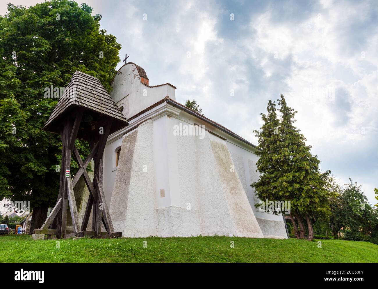 Église évangélique luthérienne baroque avec petit beffroi en bois, construite en 1796, Nagyvazsony, Hongrie Banque D'Images