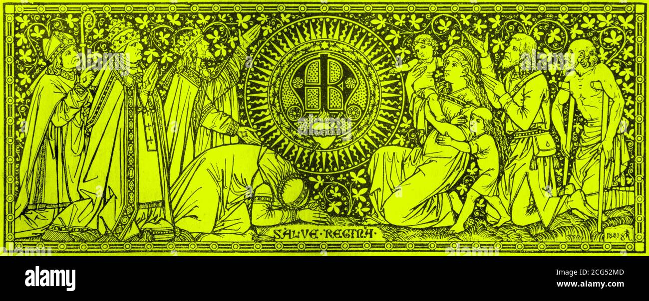 BRATISLAVA, SLOVAQUIE, 21 NOVEMBRE 2016 : la lithographie des initiales de la Vierge Marie dans Missale Romanum par artiste par inconnu astiste (1881) Banque D'Images