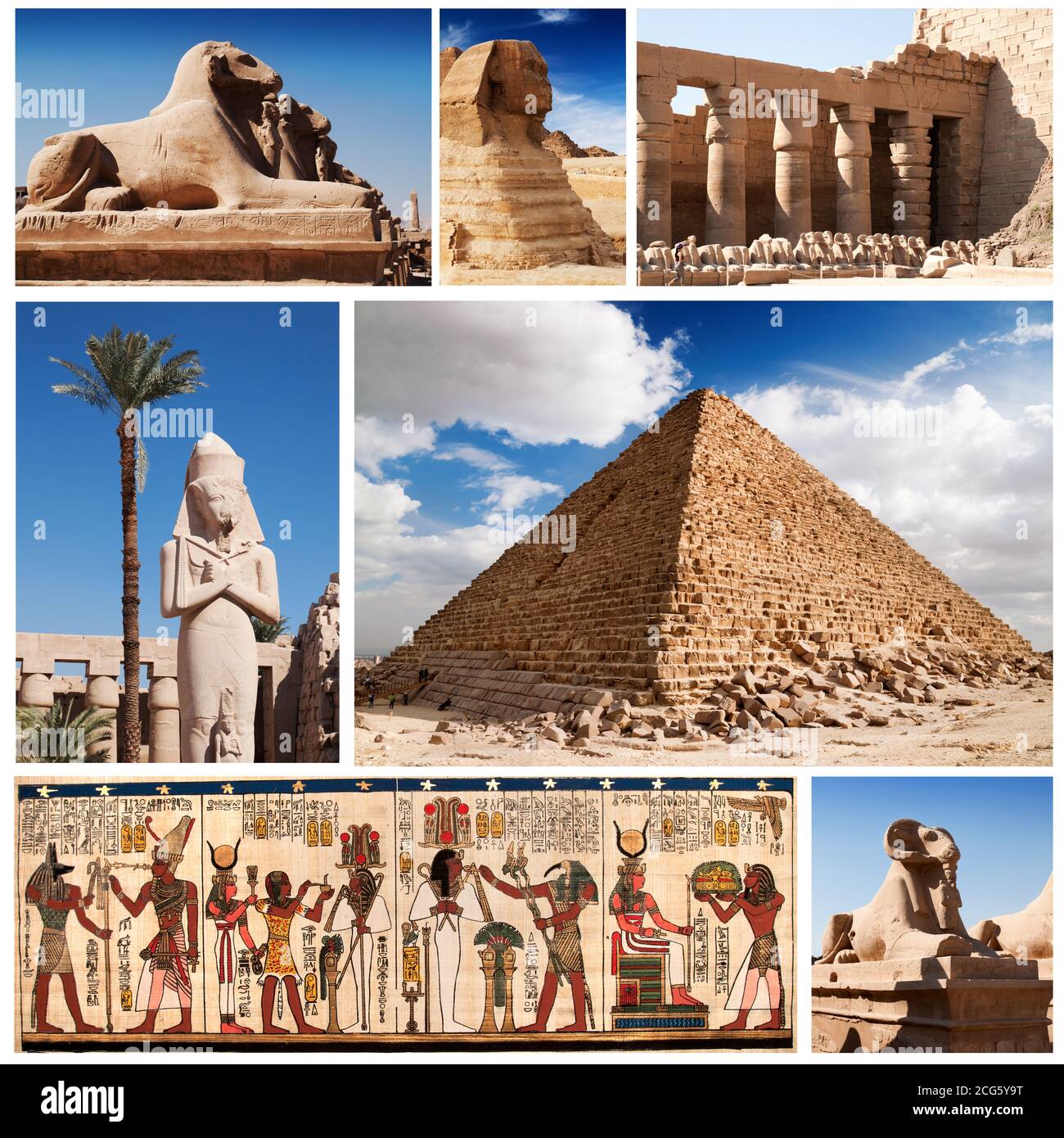Collection Égypte, sphinx et pyramides. Banque D'Images