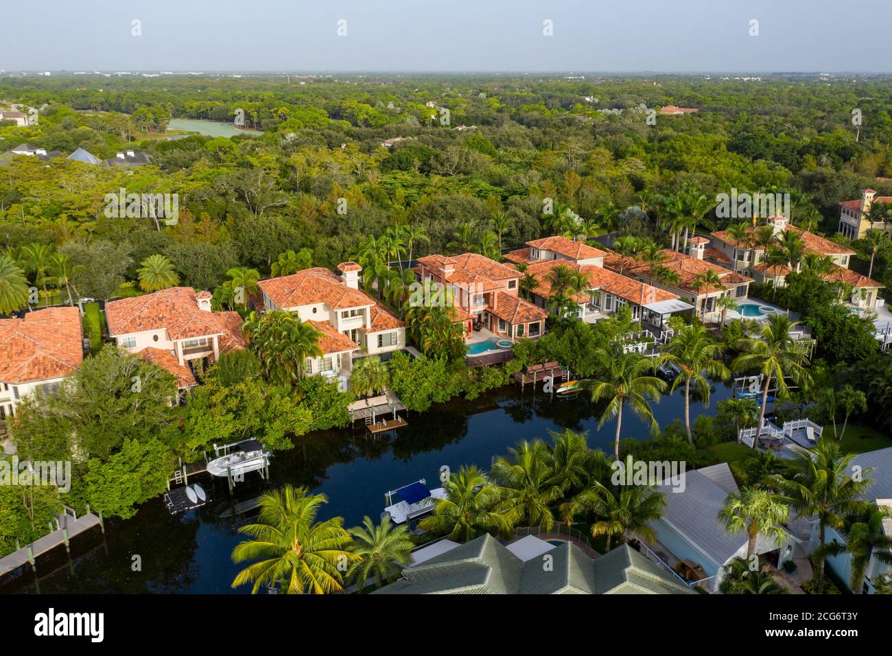 Maisons de luxe au bord de l'eau à Palm Beach Floride États-Unis Banque D'Images