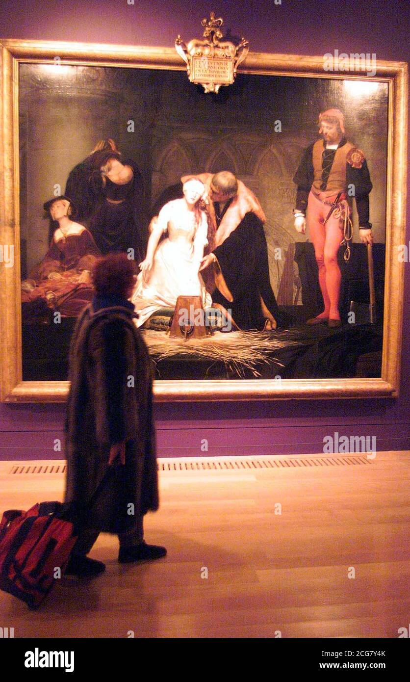 The Execution of Lady Jane Gray 1833 par Paul Delaroch, exposé à la Tate Britain à Londres, dans le cadre de l'exposition de l'écurie à Delacroix sur l'art britannique et la romantisme française. * l'exposition comprend des travaux de certains des plus grands peintres du XIXe siècle, notamment Constable et Turner. Banque D'Images