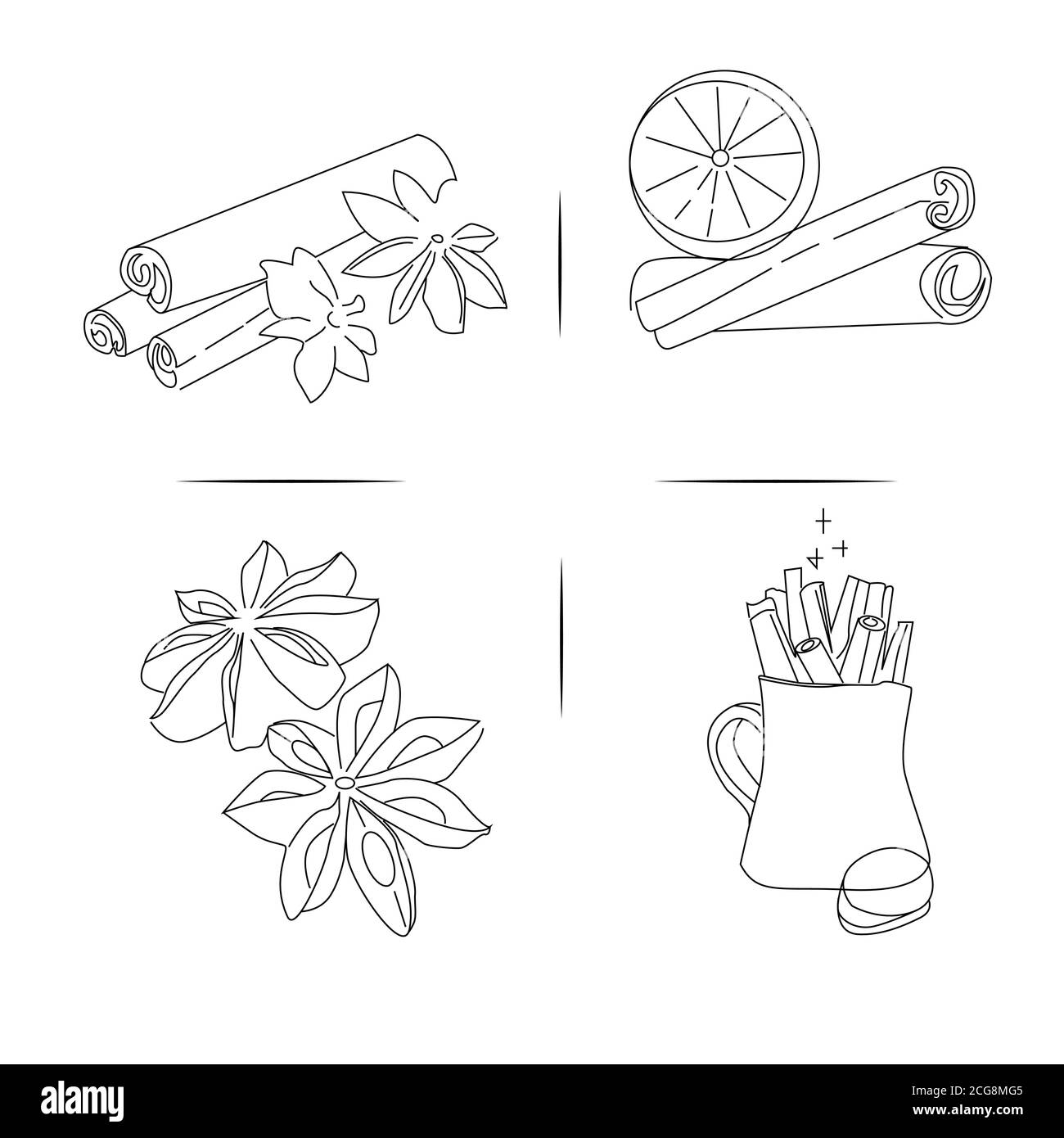 Cannelle parfumée dessinés avec des lignes parfaites pour créer une ambiance chaleureuse l'atmosphère à votre travail Illustration de Vecteur
