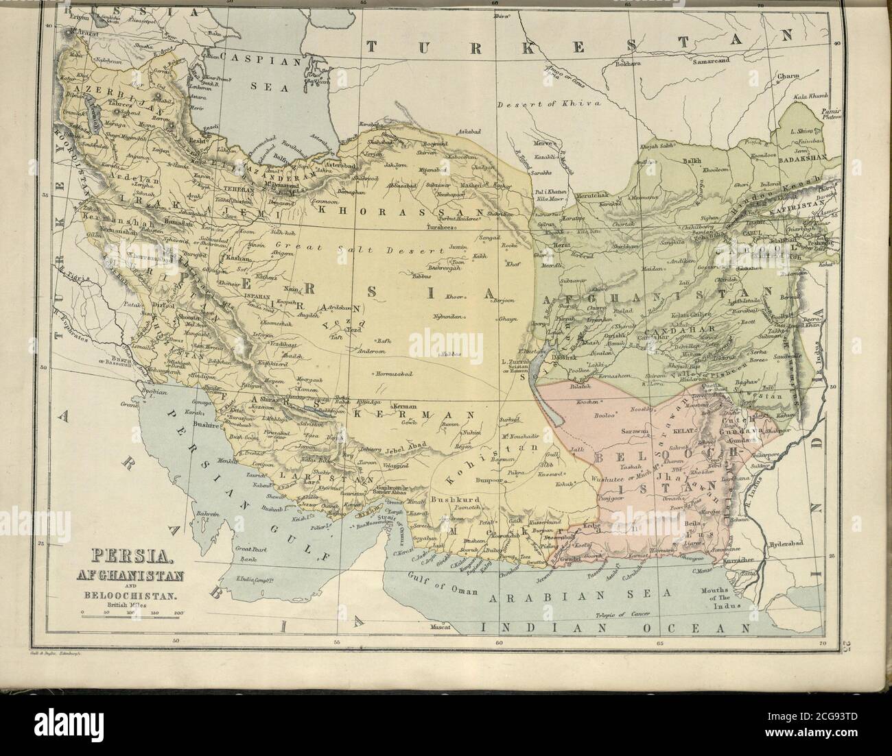 Sandycove Atlas plate 23 Persia Afghanistan Banque D'Images