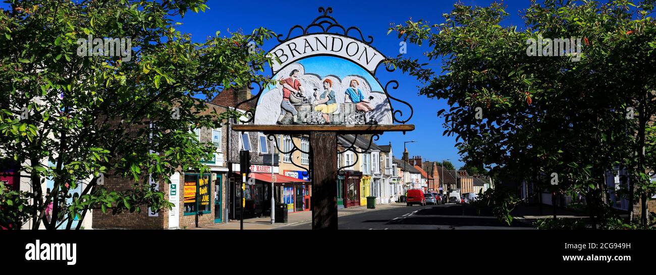 Vue d'été sur le centre-ville de Brandon, Norfolk, Angleterre Banque D'Images