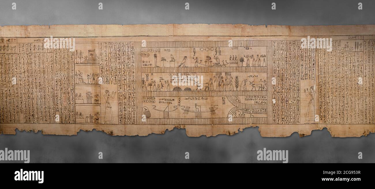 Livre égyptien antique des morts papyrus - Spell 105 pour avoir gratifié le défunt avec Ka, Livre des morts de Iufankh, période Ptolemaic (332-30BC).Tur Banque D'Images