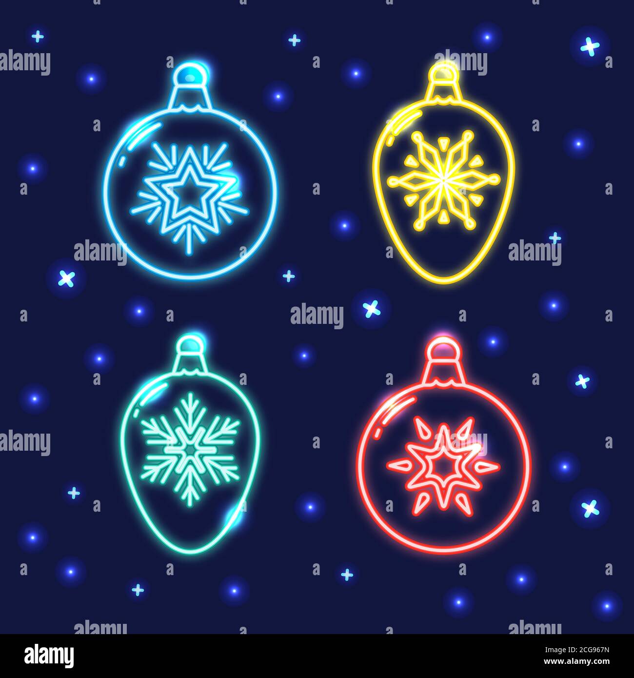 Ensemble d'icônes de Noël en forme de boule fluo Illustration de Vecteur