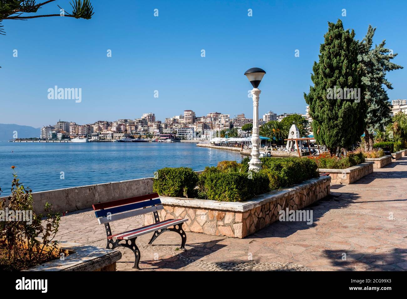 La Promenade de Saranda, Albanie. Banque D'Images