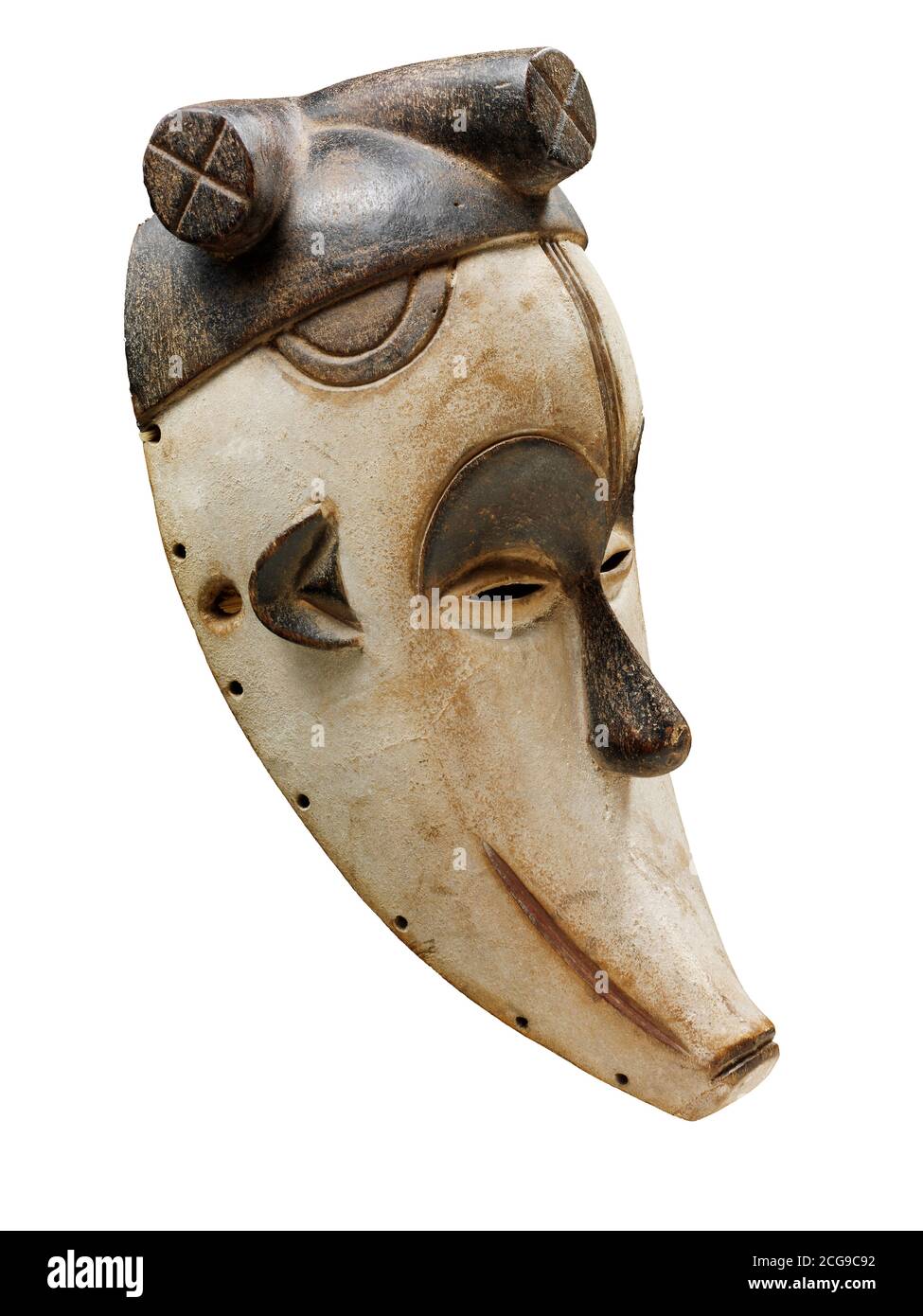 Masque de singe tribal africain, masque traditionnel de tribu en bois, découpé Banque D'Images