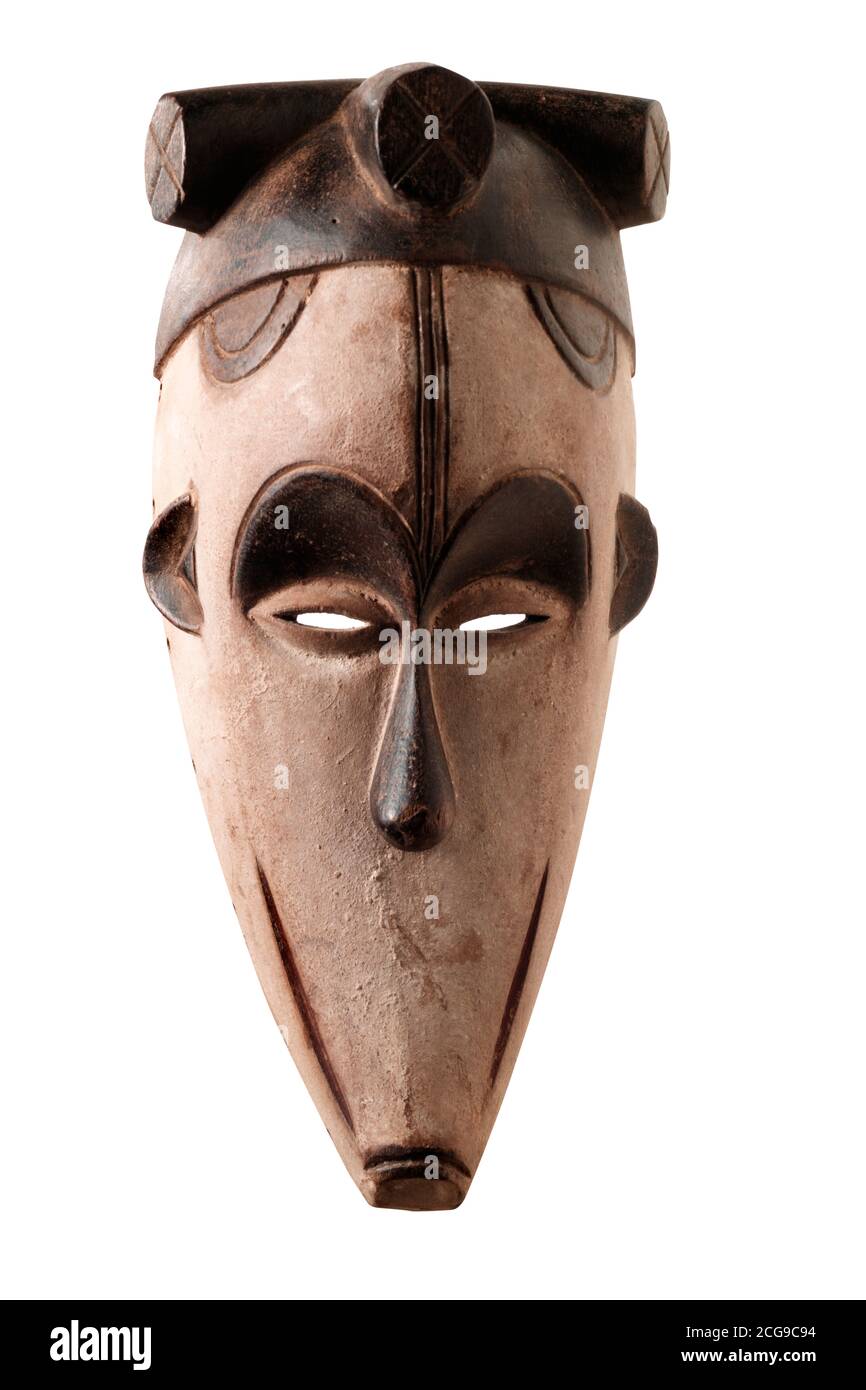 Masque de singe tribal africain, masque traditionnel de tribu en bois, découpé Banque D'Images