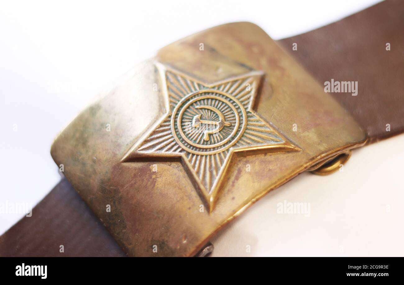 Boucle de ceinture de vieux soldat avec les symboles de l'Union soviétique  Photo Stock - Alamy