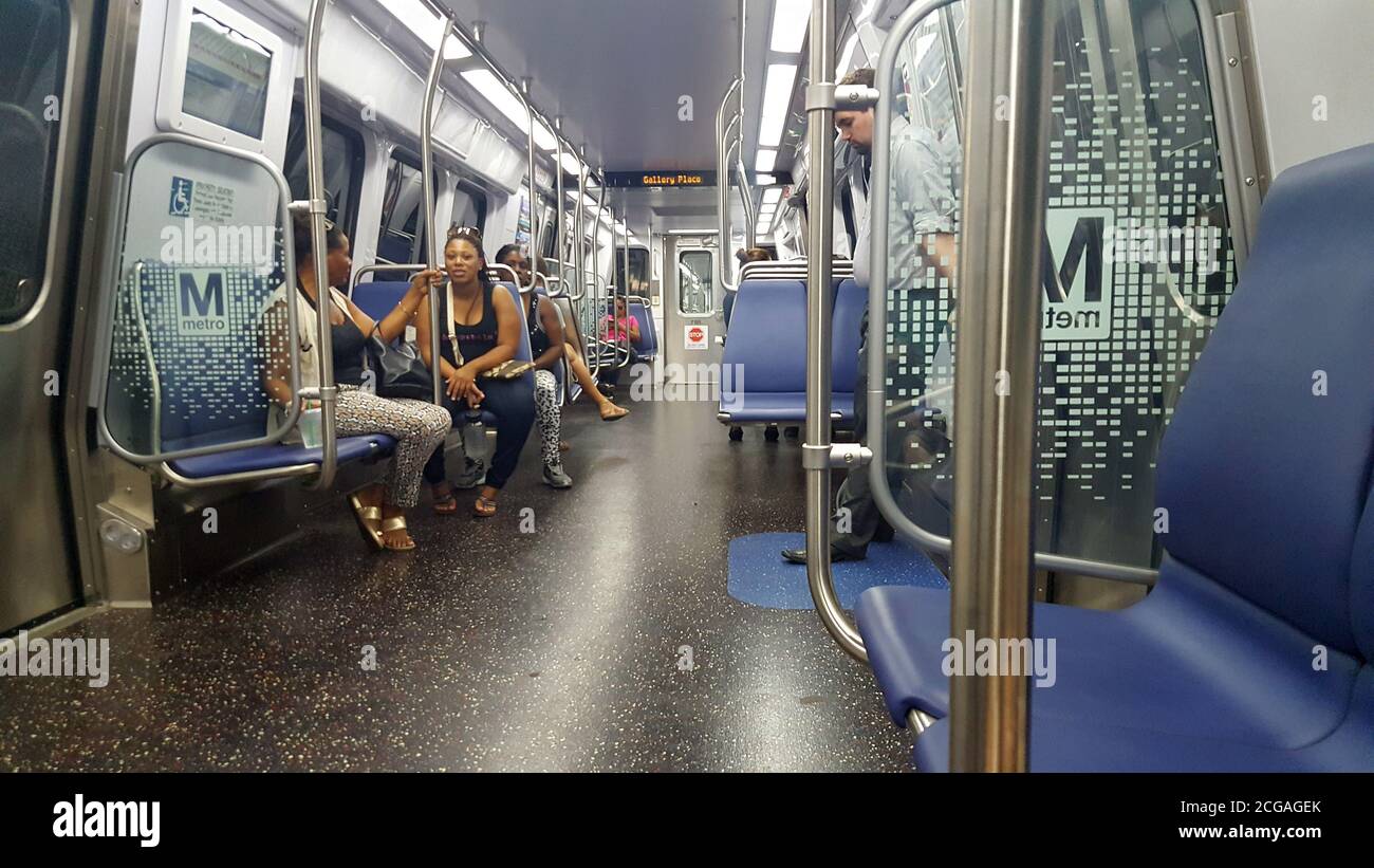 Intérieur d'un métro de Washington D.C., Washington D.C., États-Unis Banque D'Images