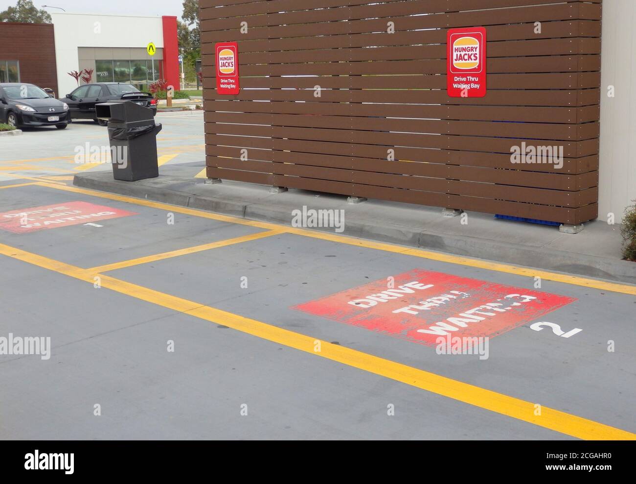 Hungry Jack's drive Thru Waiting baies, Queensland, Australie Banque D'Images
