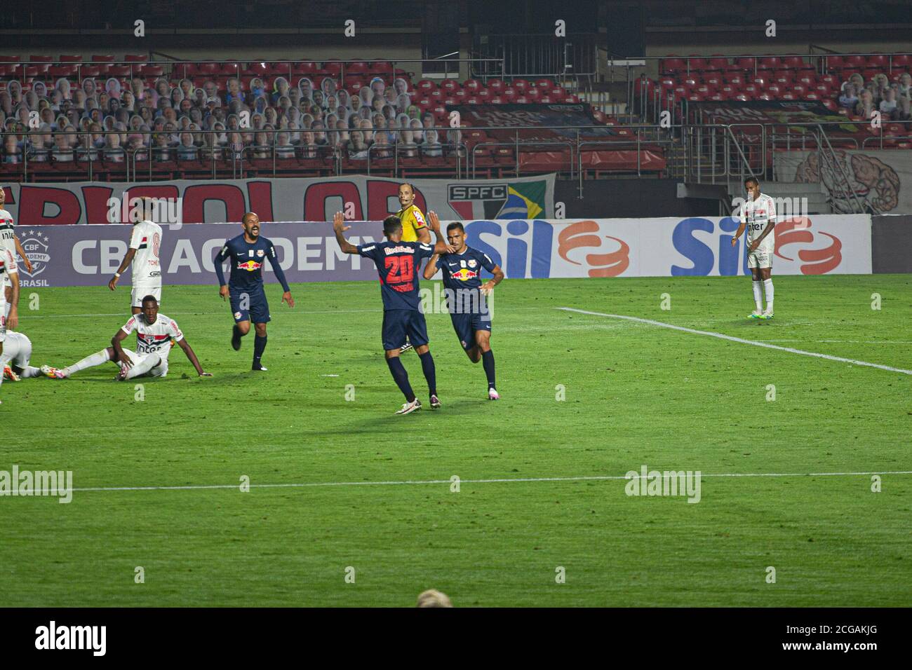 Sao Paulo, Sao Paulo, Brésil. 9 septembre 2020. (SPO) Ligue brésilienne de première division : Sao Paulo vs Red Bull Bragantino. 9 septembre 2020, Sao Paulo, Brésil: Raul de Red Bull Bragantino marque et célèbre son but contre Sao Paulo, valable pour le 9ème tour de la ligue brésilienne de première division au stade Morumbi à Sao Paulo .Credit : Leco Viana /Thenews2 Credit: Leco Viana/TheNEWS2/ZUMA Wire/Alay Live News Banque D'Images