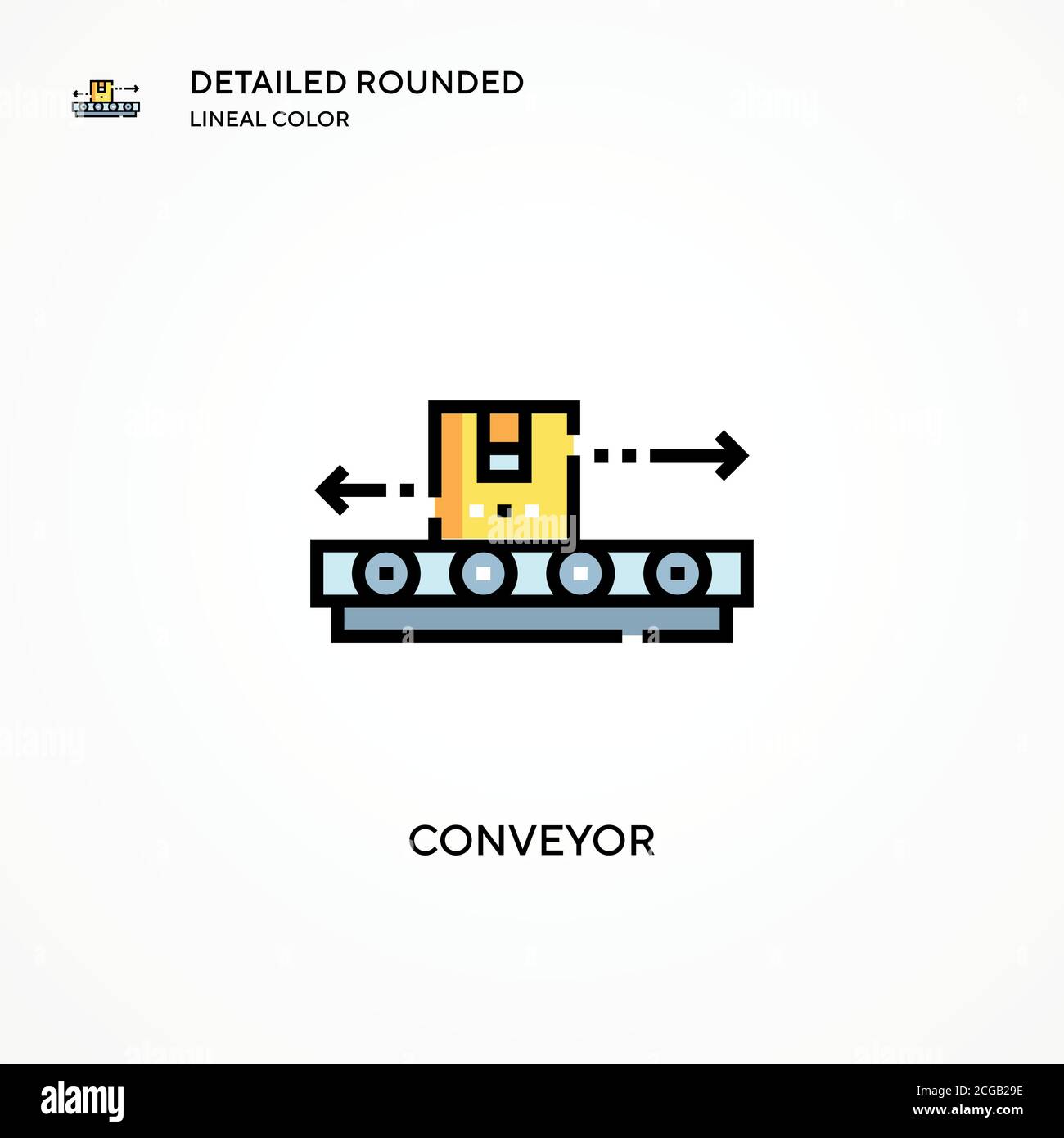 Icône de vecteur de convoyeur. Concepts modernes d'illustration vectorielle. Facile à modifier et à personnaliser. Illustration de Vecteur