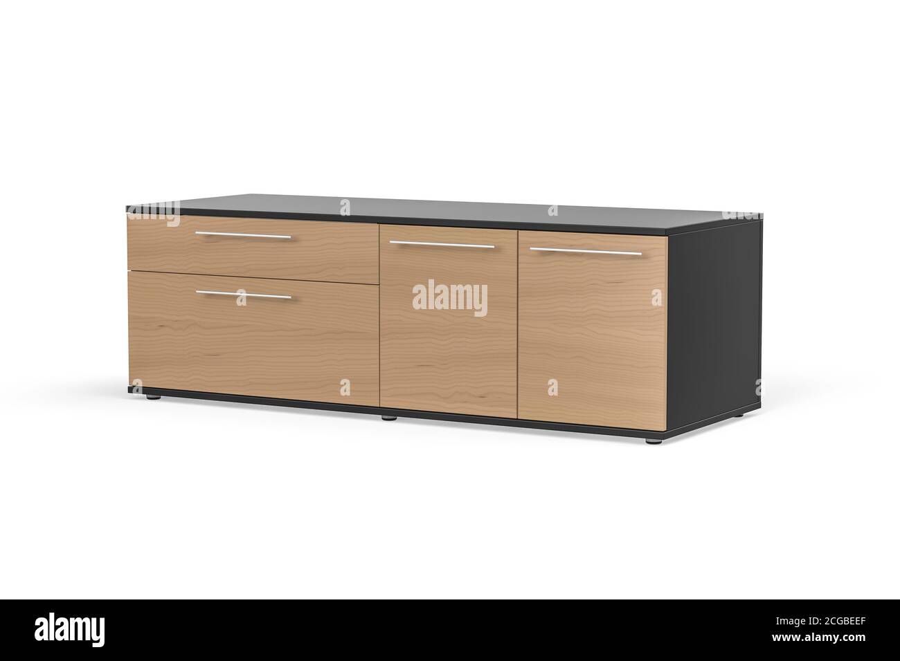 Armoire de bureau basse moderne en graphite avec façades en pin sur fond  blanc arrière-plan - rendu 3d Photo Stock - Alamy