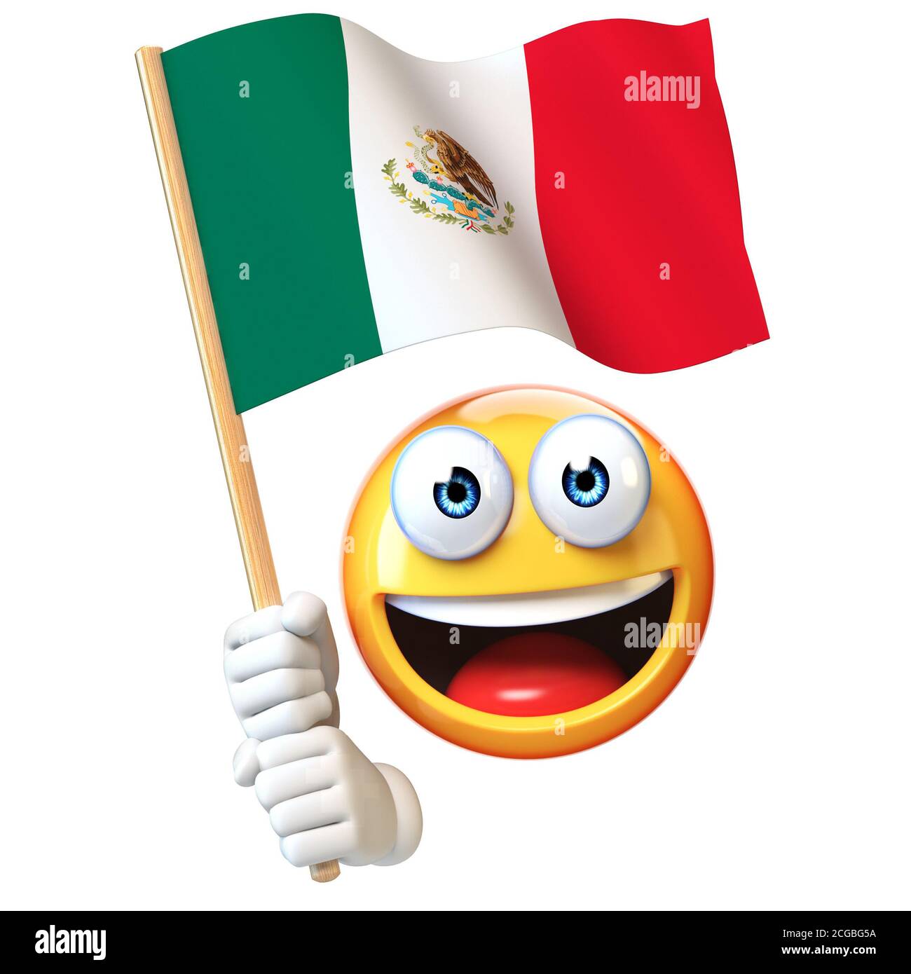 Emoji tenant le drapeau mexicain, émoticone agitant le drapeau national