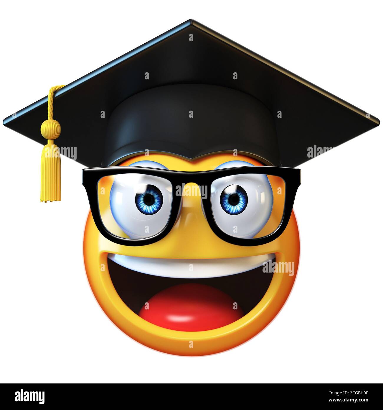 Emoji étudiant diplômé isolé sur fond blanc, émoticône portant le chapeau  de graduation rendu 3d Photo Stock - Alamy
