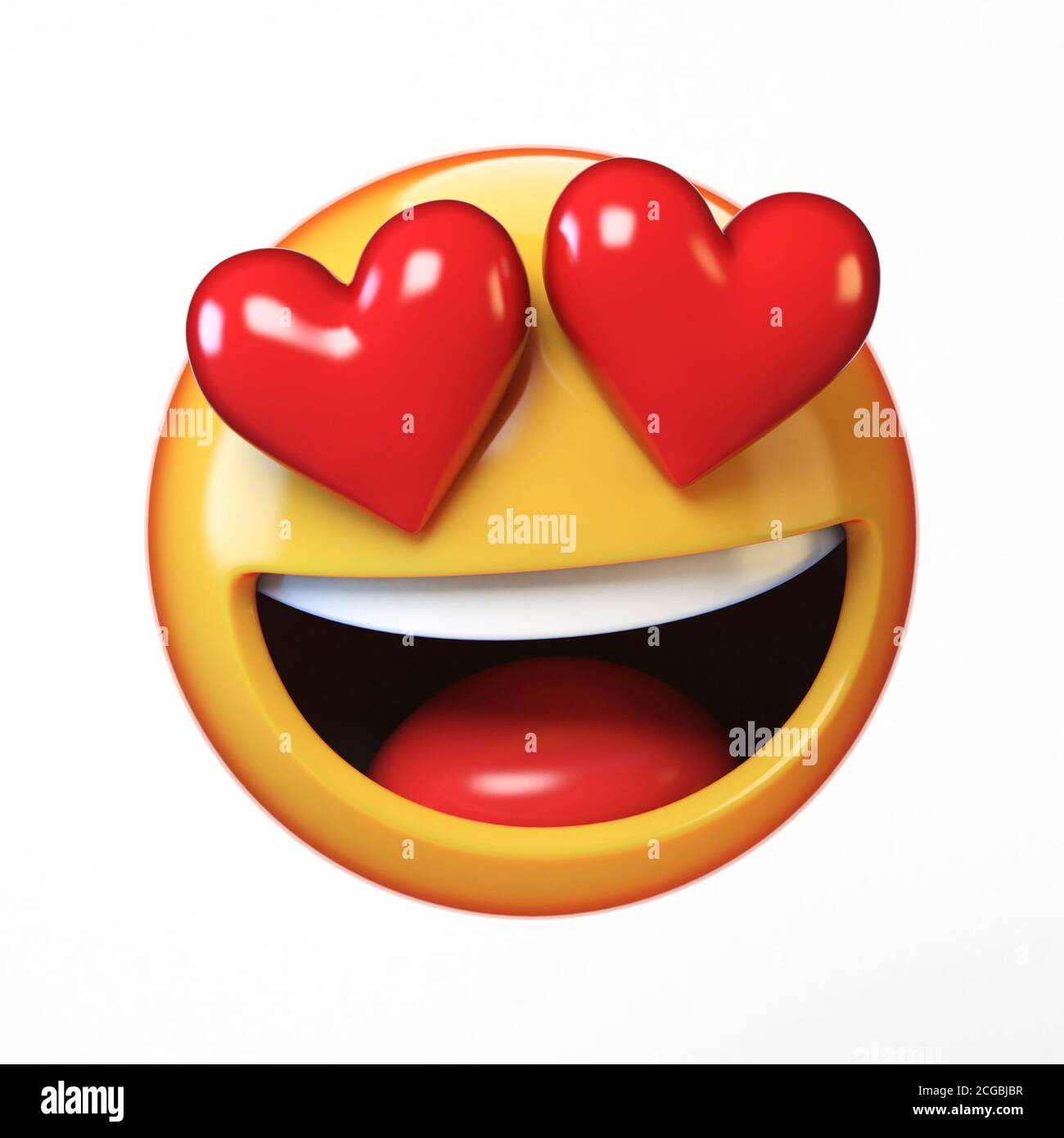 Tombant dans l'amour emoji isolé sur fond blanc, coeur en forme d'yeux émoticone langue 3d rendu Banque D'Images