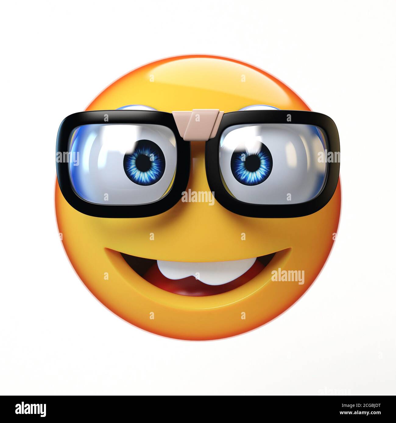 Nerd emoji isolé sur fond blanc, émoticône avec lunettes 3d rendu Photo  Stock - Alamy