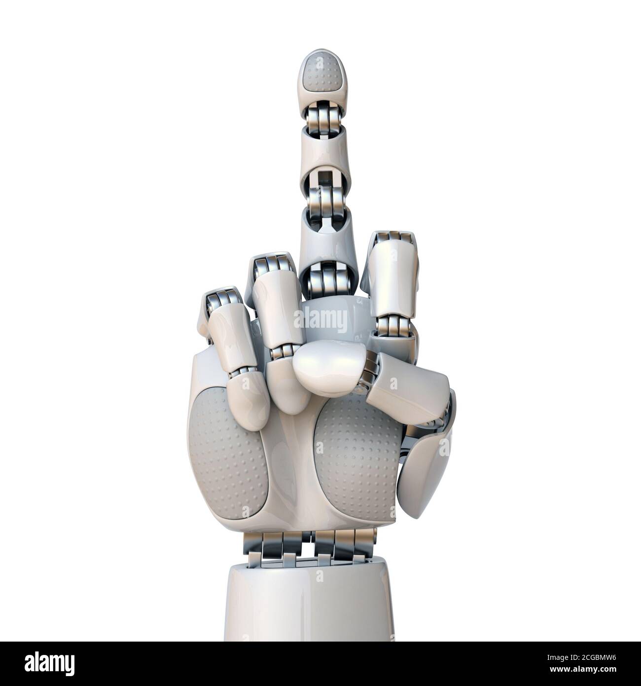 Main du robot montrant le rendu 3d du doigt du milieu Banque D'Images
