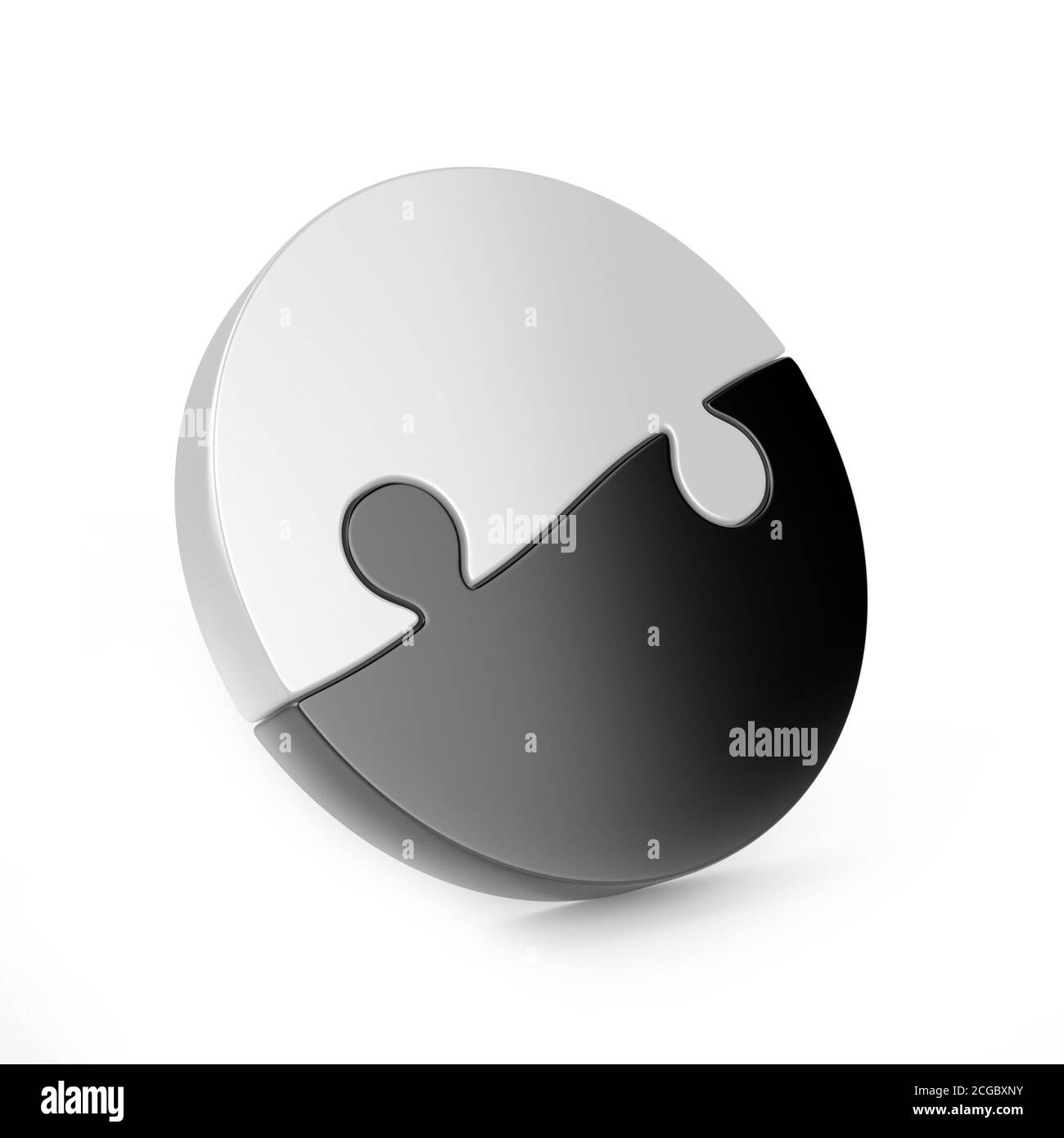 Puzzle rond Yin yang sur fond blanc Banque D'Images