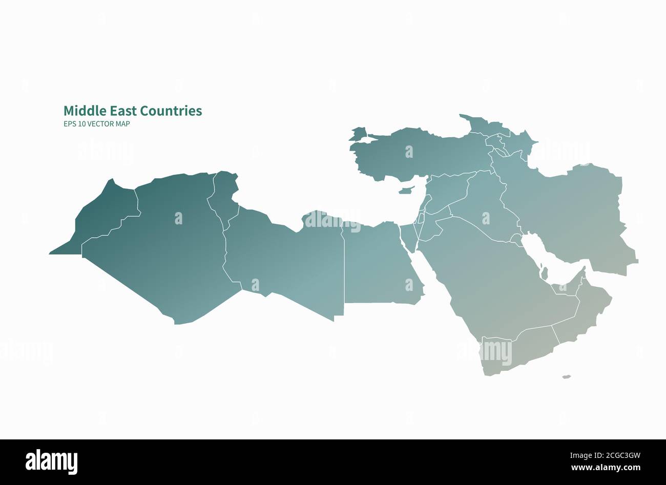 Pays du Moyen-Orient nommés carte vectorielle. Illustration de Vecteur