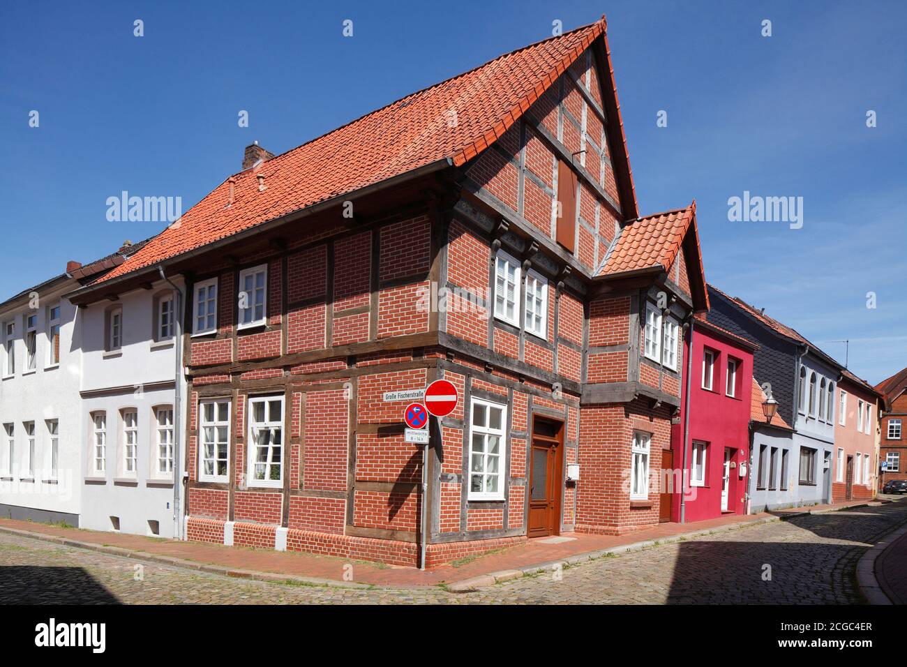 Maison historique à colombages dans le Fischerviertel, Verden, Basse-Saxe, Allemagne, Europe Banque D'Images