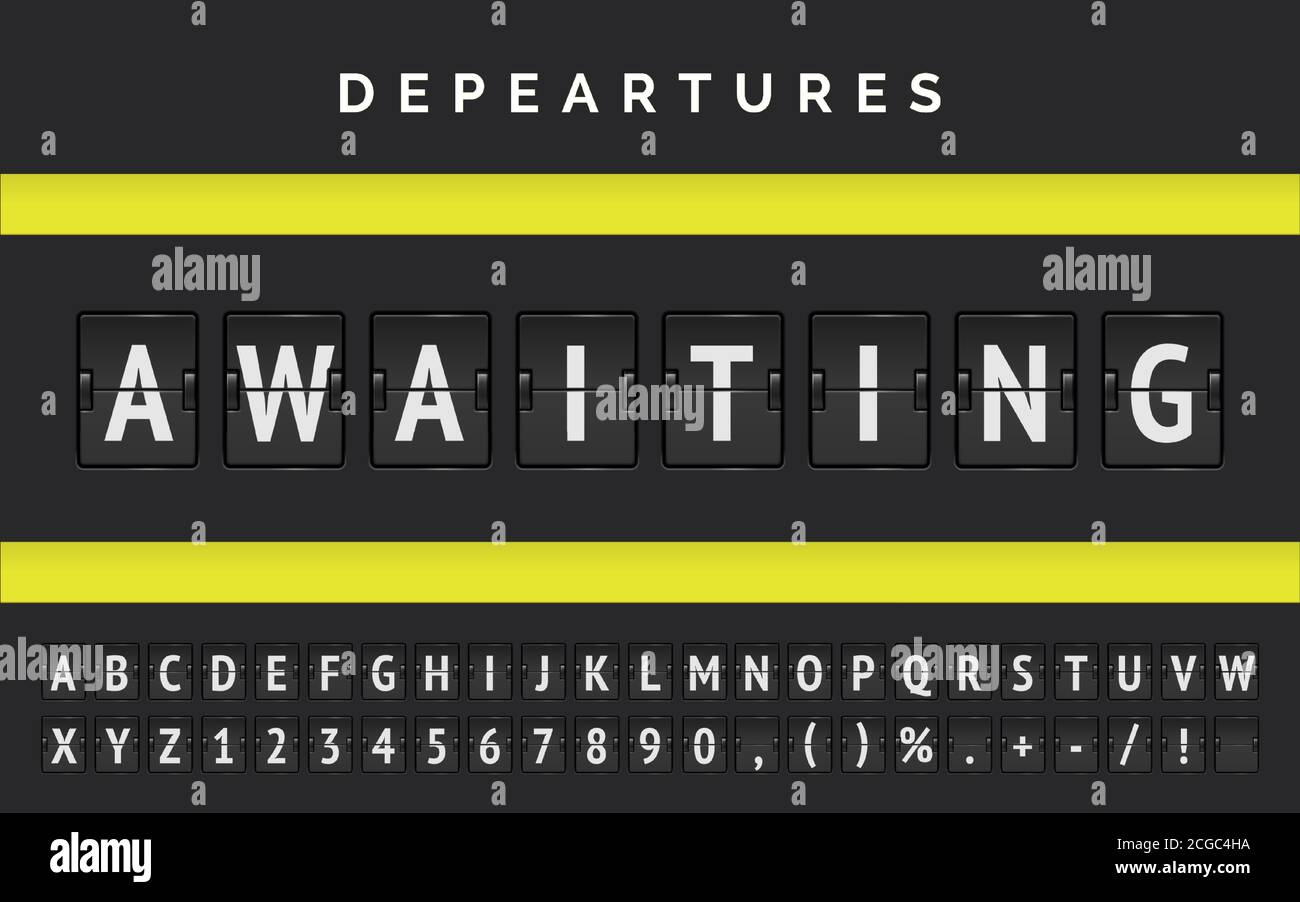 Le tableau de conférence de l'aéroport Vector annonce des retards dans les départs dus à Covid-19. Le statut des vols est en attente jusqu'à la fin du pandème Illustration de Vecteur