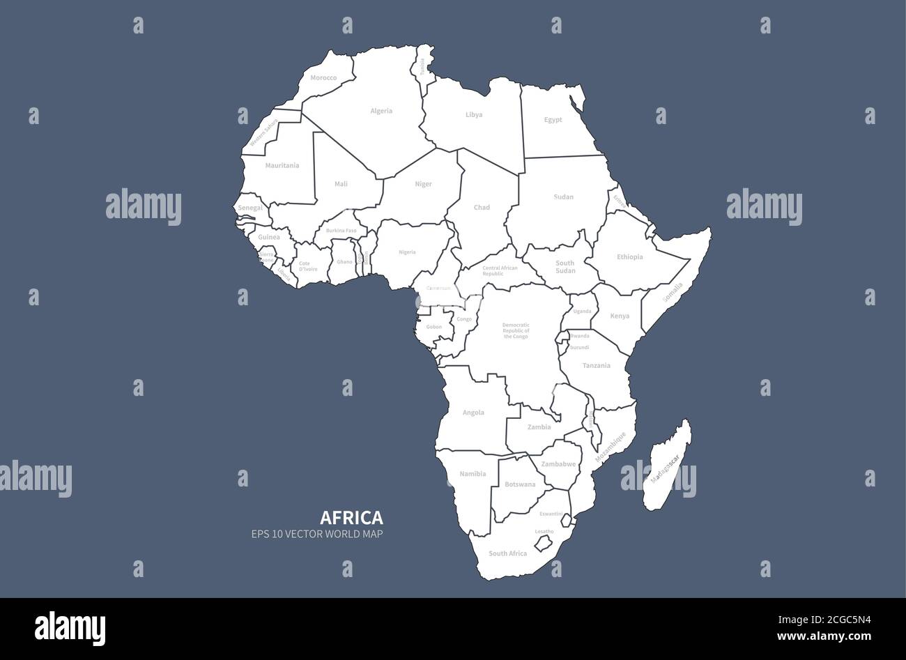 Carte vectorielle des pays d'Afrique. Illustration de Vecteur