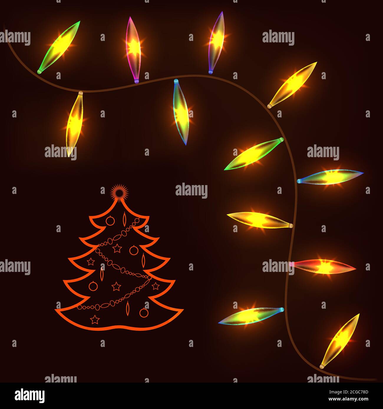 garland sur fond sombre Illustration de Vecteur