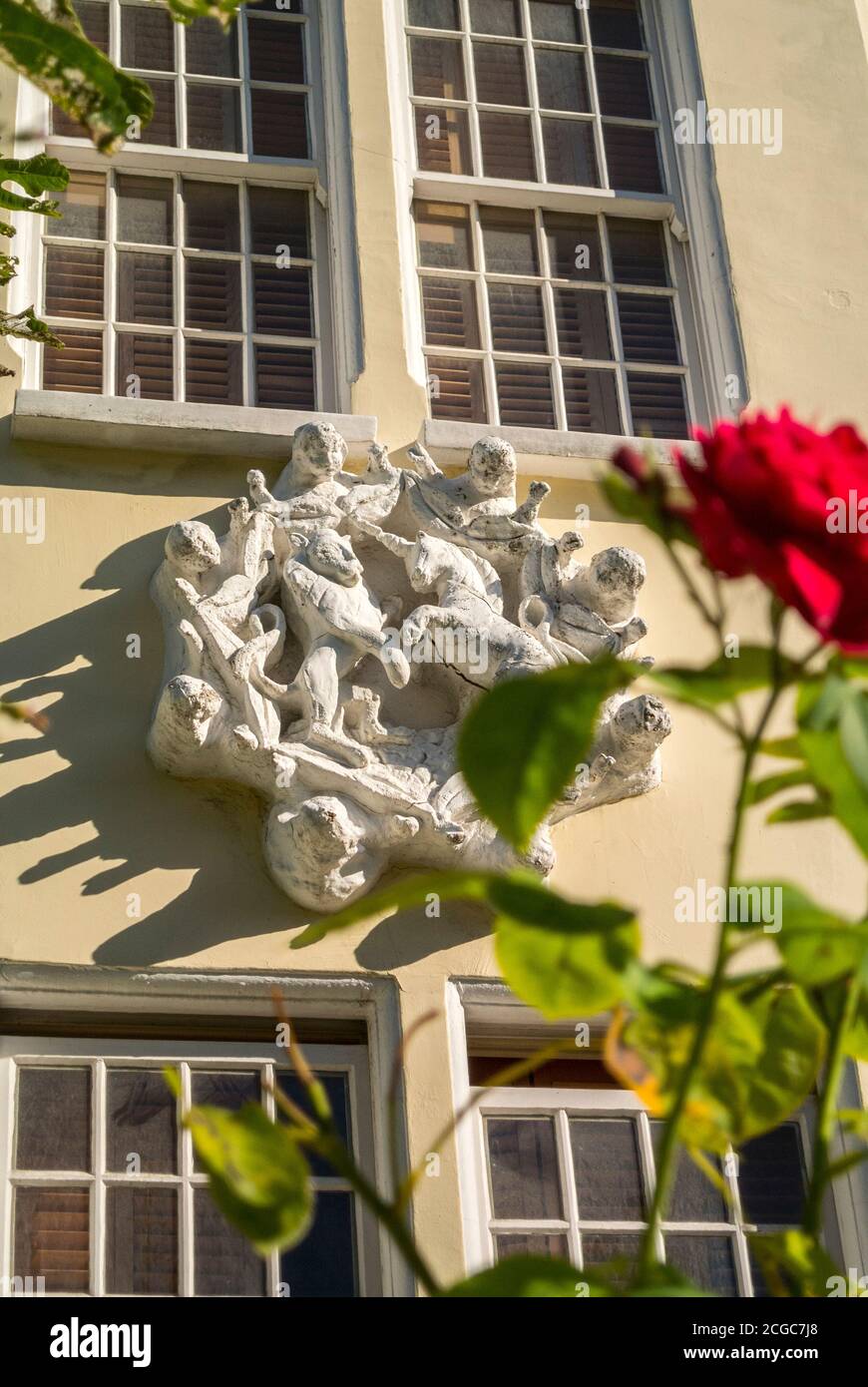 Eldon Road Facade avec sculpture décorative, South Kensington, Londres Banque D'Images
